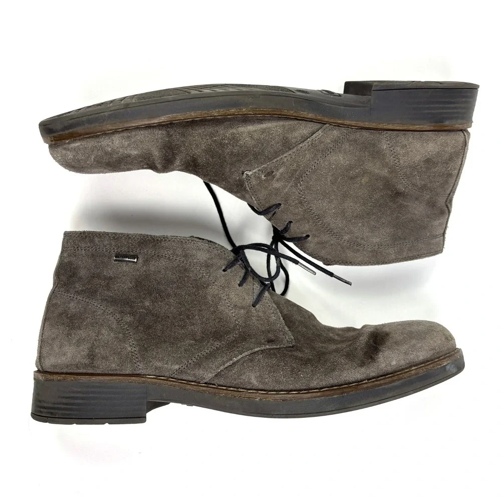 Nordstrom Mens Shop Grayson Waterproof Suede Chukka Boot Sz 46 12.5/13 Gray Itly